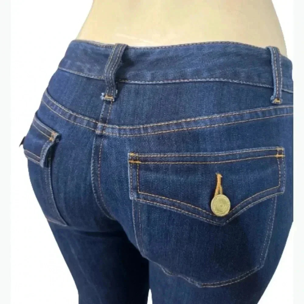 Inc festival boot cut blue denim jeans with covered pockets - Picture 6 of 12